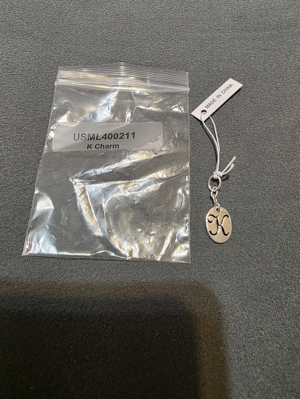 Silver 'K' Initial Key & Card Holder Charm